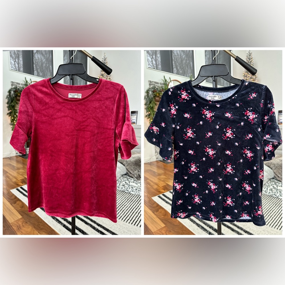 2 Abercrombie Kids Size 15/16 Velvet Blouses